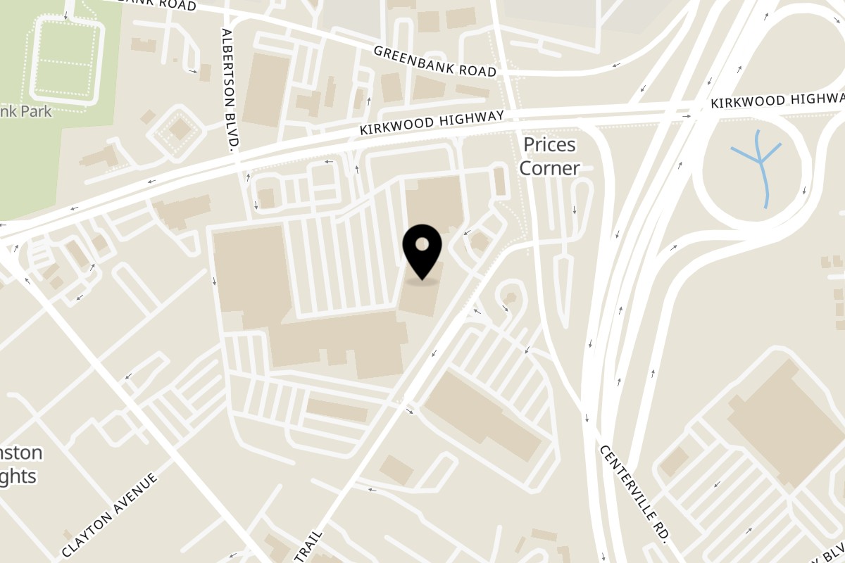 Map showing the location of Ciao Pizza & Pasta on 3218 Kirkwood Hwy in Wilmington